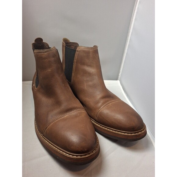 COLE HANN GRAND Men\'s Leather Chelsea Boots Brown Cap Toe Luxury Size 12 main image 5